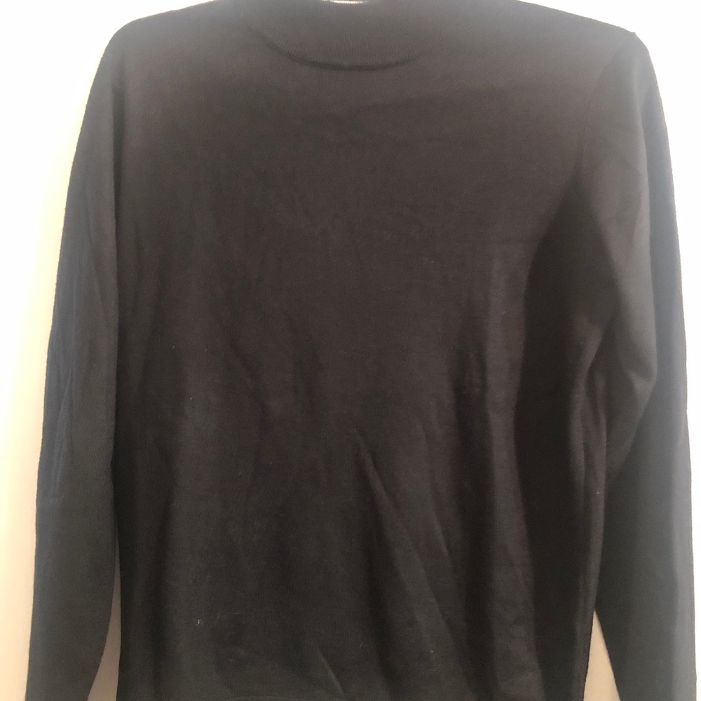 Murano black mock neck turtleneck sweater in 100% acrylic.